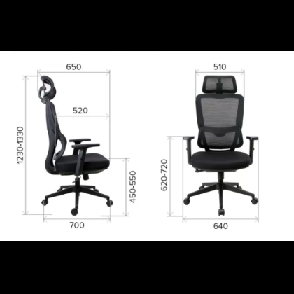 Кресло компьютерное EVERPROF Work, сетка, черный, пластик - 6