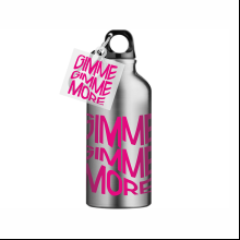 Бутылка «Gimme more» с карабином, серебристый, с брелоком, цвет прозрачный с печатью