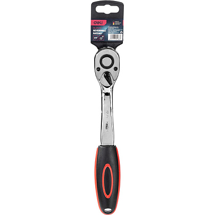 Ключ-трещотка Deli RS EDL2522 1/2", 254 мм, 72 зуба, черный, красный - 2