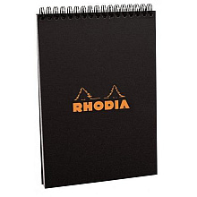 Блокнот "Rhodia" на пружине, A5, 80 листов, клетка, черный
