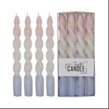 Набор столовых свечей "Twisted Candle", 4шт/уп., светло-розовый, белый