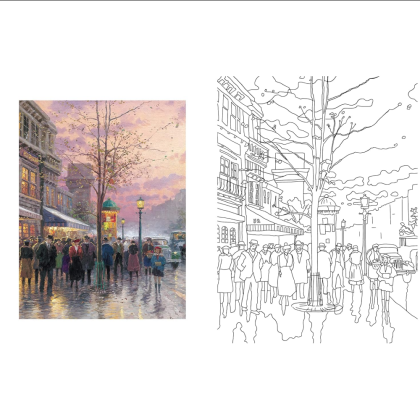 Раскраска на английском языке "Thomas Kinkade. Painter of Light. Posh. Coloring Book" - 4