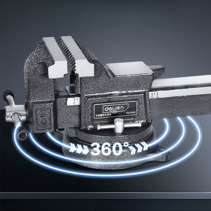 Тиски стальные Deli YS EDL2906Z, поворотные, с наковальней, 6"-150 мм - 4