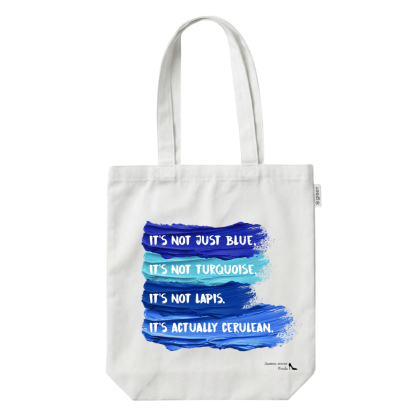 Сумка для покупок "Not just blue, it's not turquoise, it's not lapis, it's actually cerulean", хлопок, белый