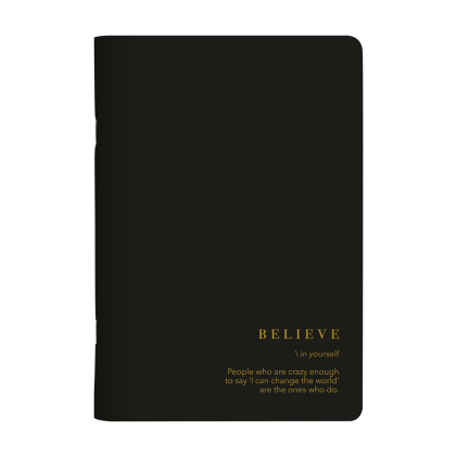 Тетрадь "Believe", A5, 48 листов, клетка, скоба сбоку, черный