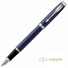 Ручка перьевая "Parker IM Matte Blue CT", F, синий, серебристый, патрон черный