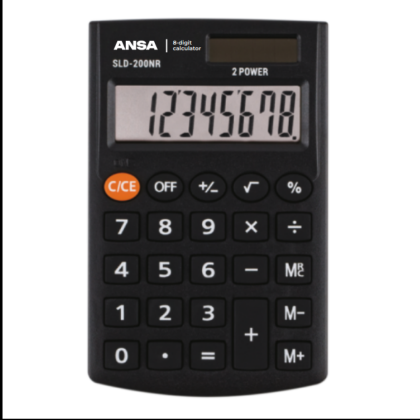 Калькулятор карманный Ansa "AN200NR", 8-разрядный, черный