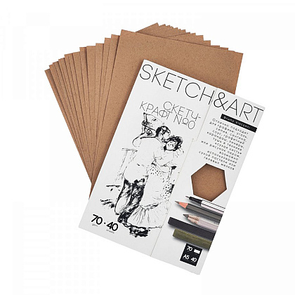 Блок бумаги для скетчинга "Sketch&Art. Скетч-крафт", А4, 70 г/м2, 40 листов, крафт - 2