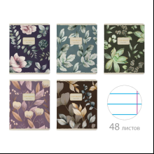 Тетрадь "Flowers challenge", A5, 48 листов, линейка, скоба сбоку, ассорти