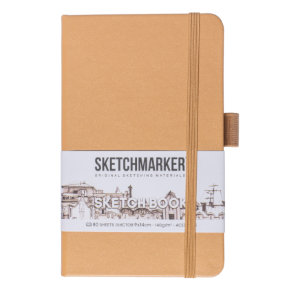 Скетчбук "Sketchmarker", 9x14 см, 140 г/м2, 80 листов, капучино