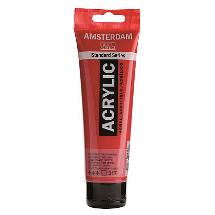Краски акриловые "Amsterdam", 317 красный средний прозрачный, 120 мл, туба