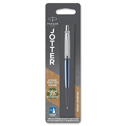 Ручка шариковая автоматическая "Jotter Core K63 Waterloo Blue CT", 1,0 мм, сине-голубой, серебристый, стерж. синий