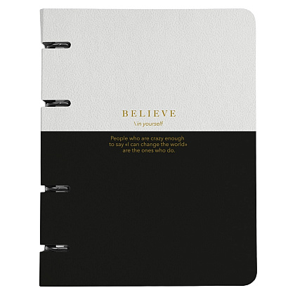 Тетрадь "Believe айвори полоса", А5, 120 л, клетка, черный, белый