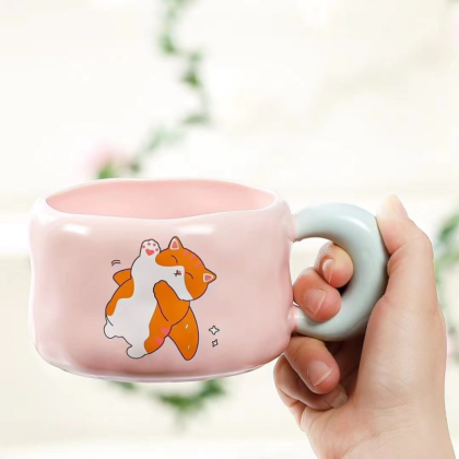 Кружка "Cat loves baking", керамика, 450 мл, розовый - 2