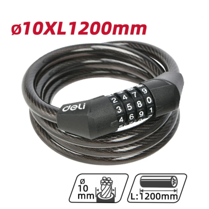 Замок тросовый велосипедный Deli YS EDL508051, 10 x 1200 мм, кодовый - 2
