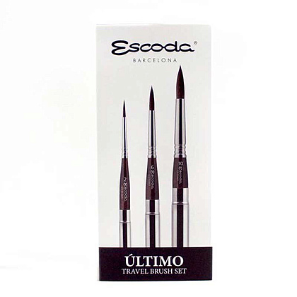 Набор кистей "Escoda Ultimo", имитация белки, круглая, складная №2, 6, 10