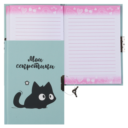 Книга записная "Котомания", А6, 56 листов, серо-голубой