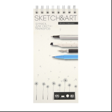 Скетчбук "Sketch&Art", 10.5х22 см , 170 г/м2, 80 листов, на спирали