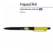 Ручка шариковая автоматическая "HappyClick. Ананас", 0.5 мм, черный, желтый, стерж. синий