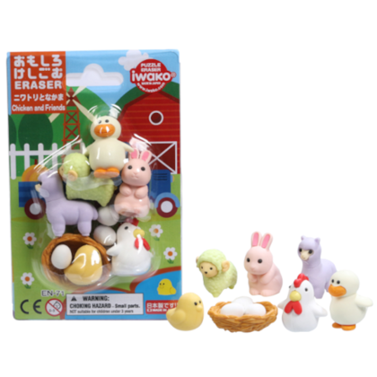 Набор ластиков "IWAKO Chicken and Friends", 7 шт, ассорти - 3