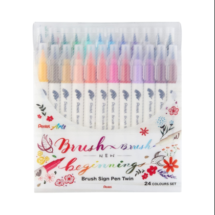 Маркер-кисть "Brush Sign pen twin", 24 шт
