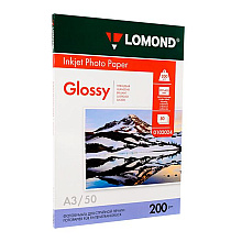 Фотобумага глянцевая для струйной фотопечати "Lomond", А3, 50 листов, 200 г/м2