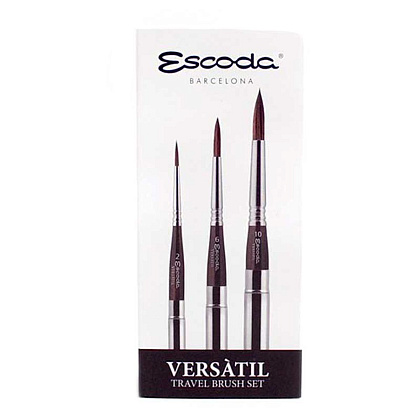 Набор кистей "Escoda Versatil", имитация колонка, круглая, складная №2, 6, 10
