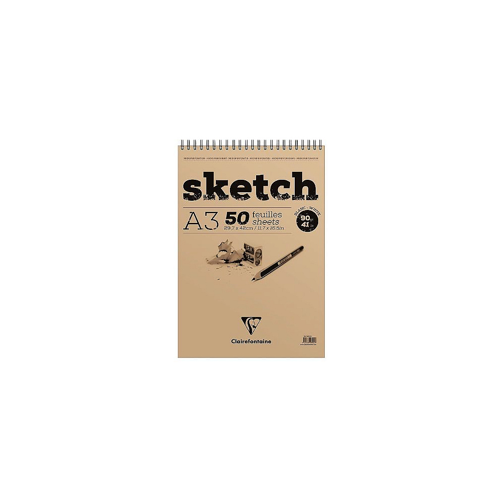 Скетчбук "Sketch", A3, 90 г/м2, 50 листов, коричневый