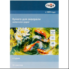 Блок д/рисования акварелью "Студия" целлюлоза, А4 205*296 мм., 10 л. 