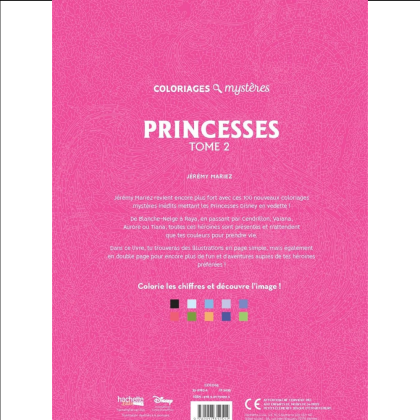 Раскраска по номерам на французском языке "Coloriages mystères Disney - Princesses. Tome 2" - 2