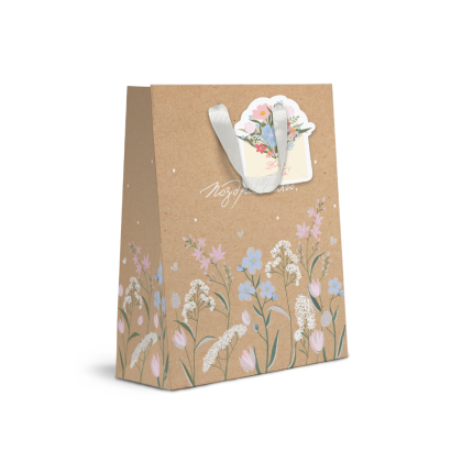 Пакет бумажный подарочный "Spring Flowers", 26.5х32х12.5 см, крафт, ассорти - 2