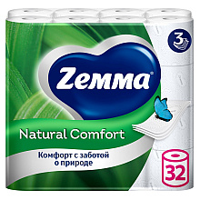 Бумага туалетная Zemma Natural Comfort, 32 рулона, 3 слоя, белый 