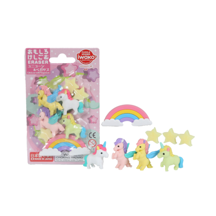 Набор ластиков "IWAKO Unicorn & Pegasus", 6 шт, ассорти