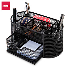Подставка для канцелярских мелочей Deli "Овальная", 220x112x104 мм, черный