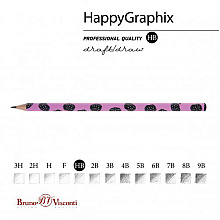 Карандаш чернографитный "HappyGraphix. Ежевика", HВ, без ластика, черный, розовый