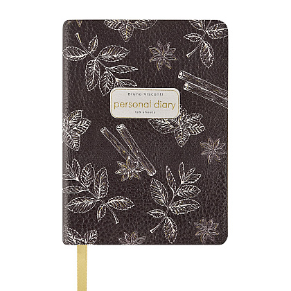 Ежедневник недатированный "Специи и Пряности. Cinnamon", A6, 256 страниц, линейка, кожзам, черный, срез золотисный - 2