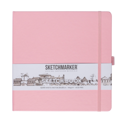 Скетчбук "Sketchmarker", 80 листов, 20x20 см, 140 г/м2, розовый 