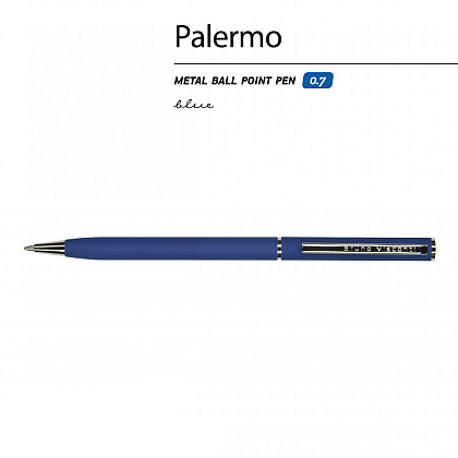 Ручка шариковая автоматическая "Palermo", 0.7 мм, синий, серебристый, стерж. синий - 4
