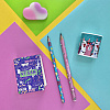 Карандаш чернографитный "HappyGraphix. Пончики", HВ, без ластика, голубой - 4
