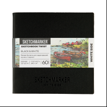 Скетчбук "Sketchmarker Black&White", 12x12 см, 120 листов, черный, белый