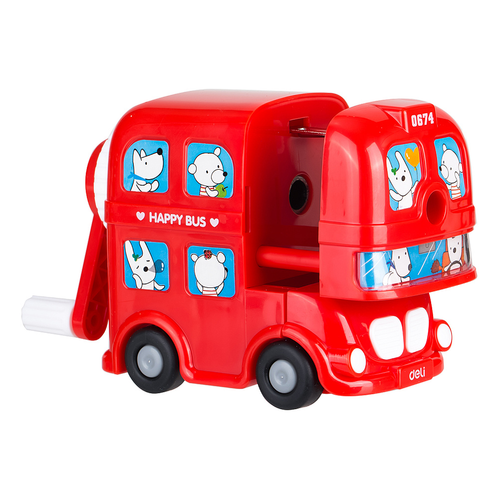 Точилка Deli "Bus", 1 отверстие, ассорти - 2