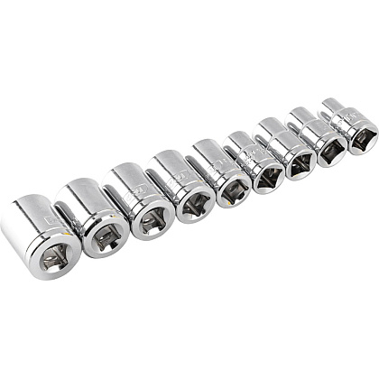 Набор головок торцевых Deli YS EDL2010T, 10-24 мм, 1/2", 10 шт., серебристый - 6