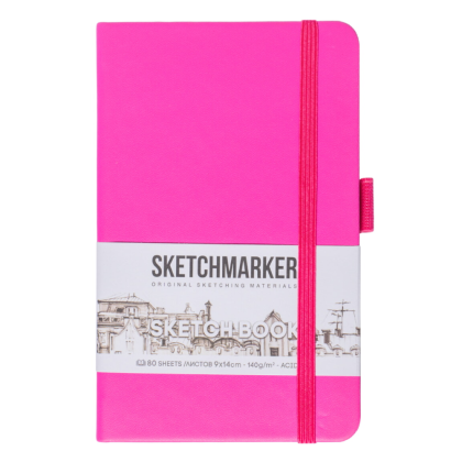 Скетчбук "Sketchmarker", 9x14 см, 140 г/м2, 80 листов, фуксия 
