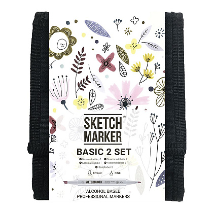 Набор маркеров перманентных двусторонних "Sketchmarker Basic 2", 12 шт.