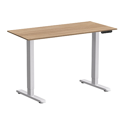 Стол с электроприводом WellDesk Prime 1300x675х18 белый/дуб бардолино натуральный (9191462+9072452)
