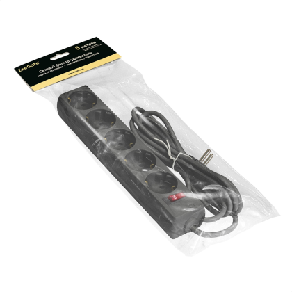 Сетевой фильтр ExeGate SP-5-5B, EX221188RUS, 5 розеток, 5 м, черный - 2