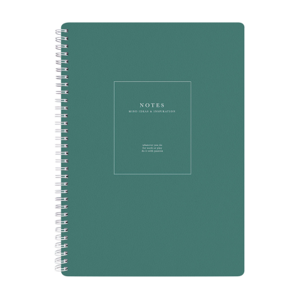 Тетрадь "Notes", A4, 96 листов, клетка, спираль сбоку, зеленый