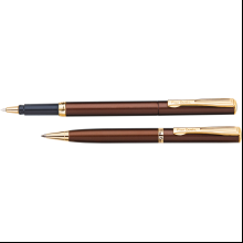 Набор ручек "Pierre Cardin Pen&Pen": ручка шариковая автоматическая и роллер, золотистый, коричневый