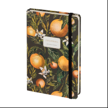 Книга записная "Flora. Paradise. Oranges", A5, 100 листов, линейка, твердая обложка, зеленый, оранжевый