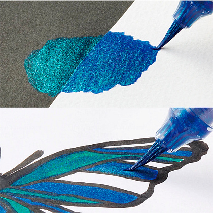 Маркер-кисть "Dual Metallic Brush", синий металлик - 4